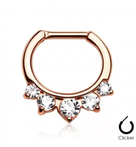 Серьга кликер для пирсинга септума --PiercedFish SEP-59 с фианитами