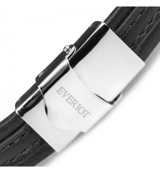 Мужской браслет из экокожи Everiot BC-MJ-15036 с пластиной, крестом и молитвой на испанском / немецком / португальском языке