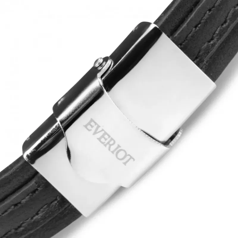 Мужской браслет из экокожи Everiot BC-MJ-15036 с пластиной, крестом и молитвой на испанском / немецком / португальском языке