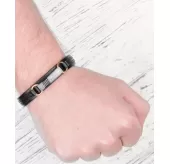 Мужской браслет из экокожи Everiot BC-MJ-15036 с пластиной, крестом и молитвой на испанском / немецком / португальском языке