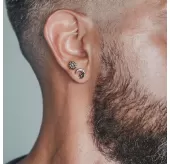 Серьга микроштанга для пирсинга уха, хряща, хеликса, козелка PiercedFish JA1044 из стали с солнцем