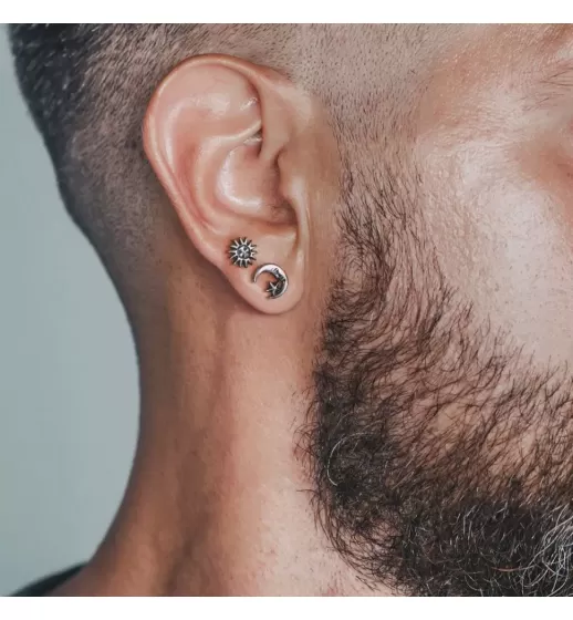 Серьга микроштанга для пирсинга уха, хряща, хеликса, козелка PiercedFish JA1044 из стали с солнцем