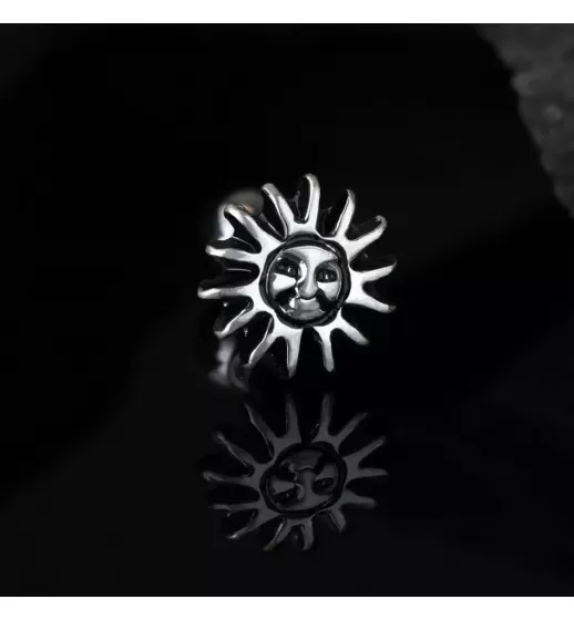 Серьга микроштанга для пирсинга уха, хряща, хеликса, козелка PiercedFish JA1044 из стали с солнцем