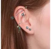 Серьга микроштанга для пирсинга уха, хряща, хеликса, козелка PiercedFish JA1044 из стали с солнцем