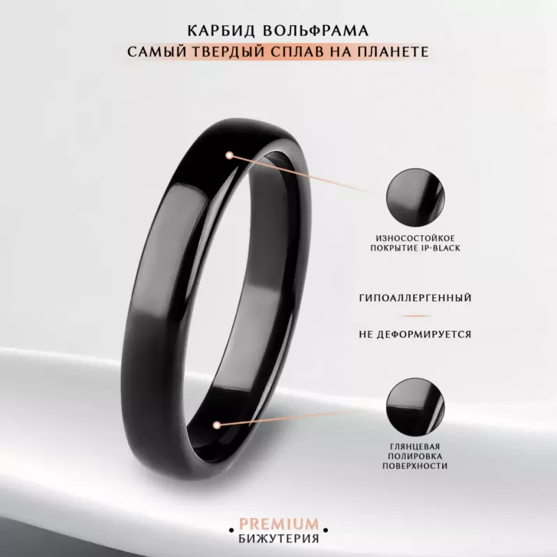 Черное кольцо из вольфрама INFY RTG-0003