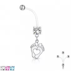 Серьга для пирсинга пупка "Ножки" PiercedFish NPG-1018 для беременных
