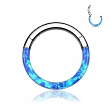 Кольцо кликер из титана Pirslab RHT44 серьга для пирсинга септума, трагуса и хеликса, брови, губ (диаметр от 6 мм до 10 мм), голубой