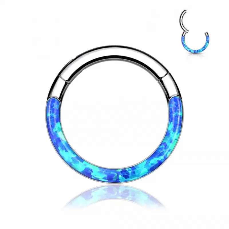 Кольцо кликер из титана Pirslab RHT44 серьга для пирсинга септума, трагуса и хеликса, брови, губ (диаметр от 6 мм до 10 мм), голубой