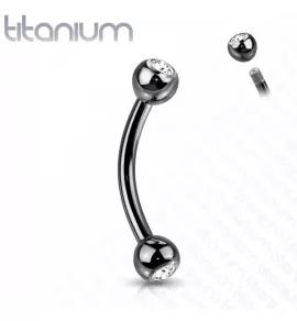 Изогнутая штанга (банан) для пирсинга пупка, брови Pirslab T23CT4-KC из титана с фианитами