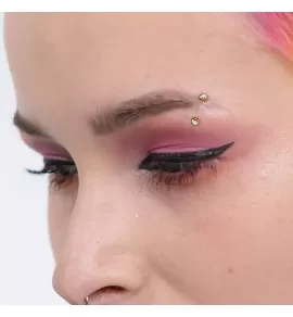 Изогнутая штанга (банан) для пирсинга пупка, брови Pirslab T23CT4-KC из титана с фианитами