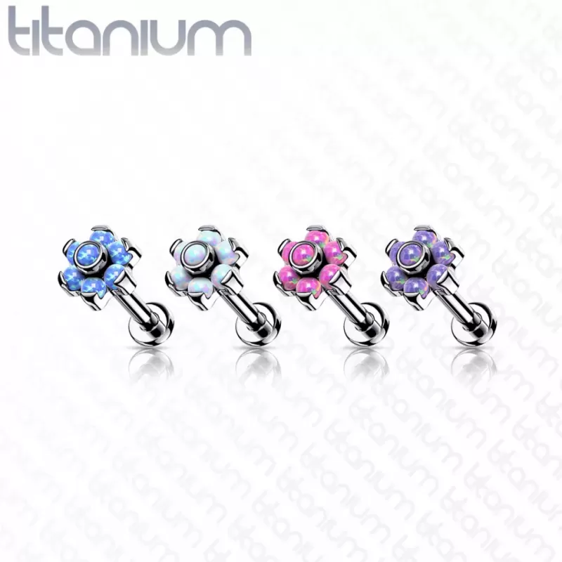 Серьга микролабрет из титана с опалом Pirslab TIL22-OP38 для пирсинга губ, хеликса, трагуса