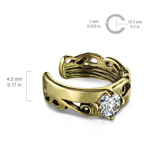 Серьга кафф (обманка, клипса) на хеликс с фианитом TATIC EC19434 имитация пирсинга хряща уха