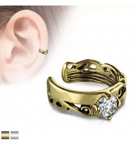 Серьга кафф (обманка, клипса) на хеликс с фианитом TATIC EC19434 имитация пирсинга хряща уха