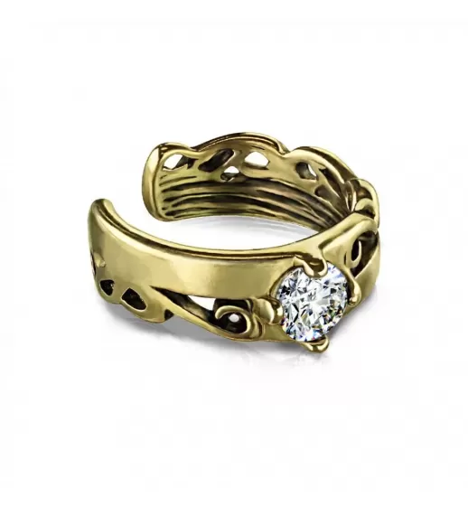Серьга кафф (обманка, клипса) на хеликс с фианитом TATIC EC19434 имитация пирсинга хряща уха