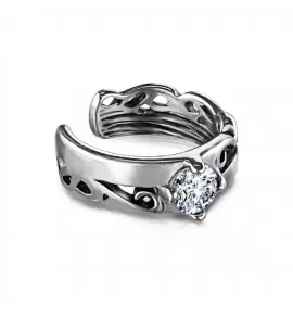 Серьга кафф (обманка, клипса) на хеликс с фианитом TATIC EC19434 имитация пирсинга хряща уха