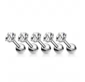Серьга микроштанга PiercedFish JA05-C для пирсинга уха из стали с круглым фианитом