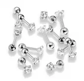 Серьга микроштанга PiercedFish JA05-C для пирсинга уха из стали с круглым фианитом