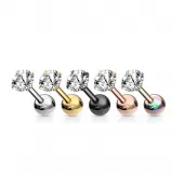 Серьга микроштанга PiercedFish JA05-C для пирсинга уха из стали с круглым фианитом