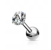Серьга микроштанга PiercedFish JA05-C для пирсинга уха из стали с круглым фианитом