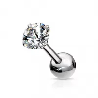 Серьга микроштанга PiercedFish JA05-C для пирсинга уха из стали с круглым фианитом