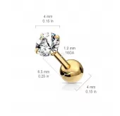 Серьга микроштанга PiercedFish JA05-C для пирсинга уха из стали с круглым фианитом