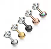 Серьга микроштанга PiercedFish JA05-C для пирсинга уха из стали с круглым фианитом