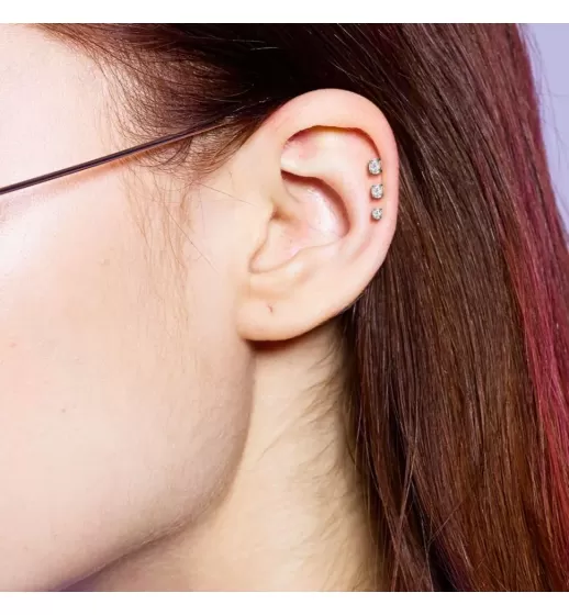 Серьга микроштанга PiercedFish JA05-C для пирсинга уха из стали с круглым фианитом