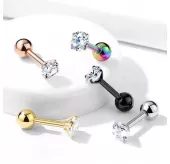 Серьга микроштанга PiercedFish JA05-C для пирсинга уха из стали с круглым фианитом
