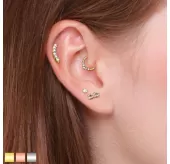 Серьга микроштанга PiercedFish JA05-C для пирсинга уха из стали с круглым фианитом