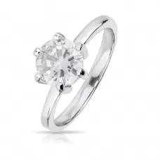 Помолвочное кольцо из стали RSS-2217 с крупным круглым фианитом