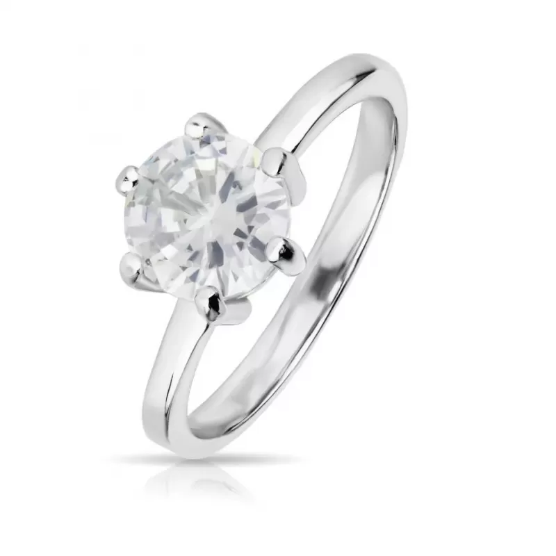 Помолвочное кольцо из стали RSS-2217 с крупным круглым фианитом