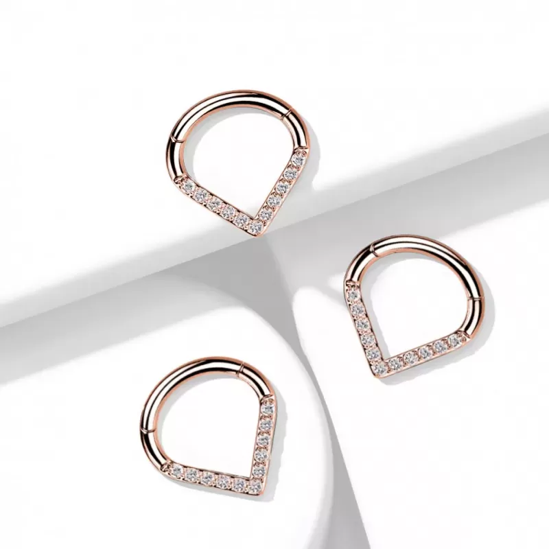 Кольцо кликер из стали с фианитами PiercedFish RH61-RD, серьга для пирсинга септума, трагуса и хеликса, брови