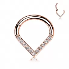 Кольцо кликер из стали с фианитами PiercedFish RH61-RD, серьга для пирсинга септума, трагуса и хеликса, брови