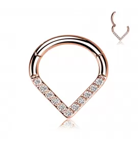 Кольцо кликер из стали с фианитами PiercedFish RH61-RD, серьга для пирсинга септума, трагуса и хеликса, брови