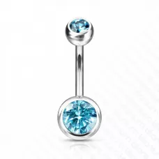 Пирсинг пупка банан из титана Pirslab T23N04-Q без покрытия с фианитами