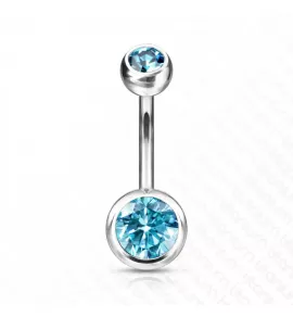 Пирсинг пупка банан из титана Pirslab T23N04-Q без покрытия с фианитами