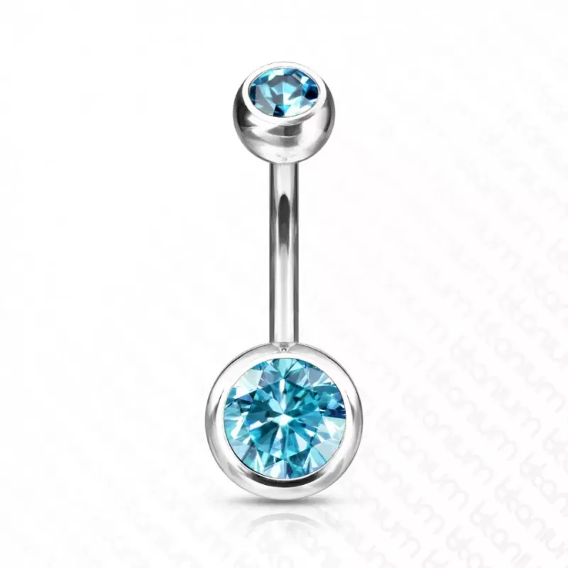 Пирсинг пупка банан из титана Pirslab T23N04-Q без покрытия с фианитами