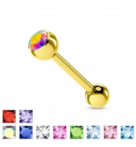 Штанга из стали с кристаллом PiercedFish --GDPB03-1416 для пирсинга языка, сосков