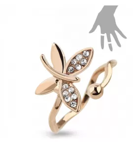 Безразмерное кольцо TATIC R-A037 со стрекозой и фианитами