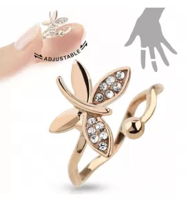 Безразмерное кольцо TATIC R-A037 со стрекозой и фианитами