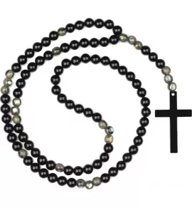 Мужские бусы розарий Everiot Select LNS-3096 из агата и гелиотиса со стальным крестом