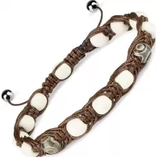 Браслет Шамбала Everiot Select LNS-0297 из дерева с бусинами Дзи