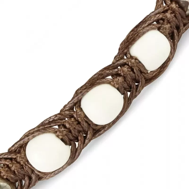 Браслет Шамбала Everiot Select LNS-0297 из дерева с бусинами Дзи