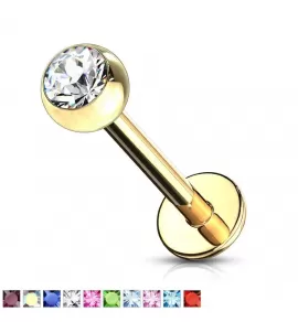 Серьга лабрет 1,2 мм из стали с фианитом PiercedFish GDPL03-16