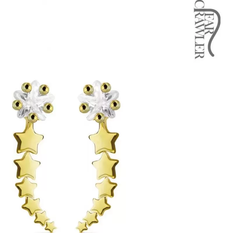 Серьги-зажимы TATIC EL-01 в форме звездочек с фианитом