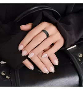 Черное кольцо-антистресс из стали c крутящейся цепью TATIC RSS-4397, спиннер с вращающейся серединой