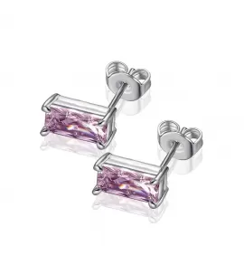 Женские серьги-гвоздики из стали EVERIOT SE-TG-0021, с прямоугольными фианитами