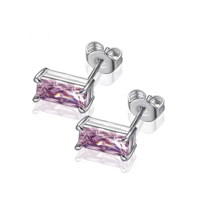 Женские серьги-гвоздики из стали EVERIOT SE-TG-0021, с прямоугольными фианитами