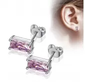 Женские серьги-гвоздики из стали EVERIOT SE-TG-0021, с прямоугольными фианитами