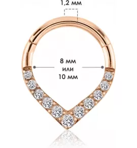 Кольцо кликер из титана с фианитами Pirslab RHT61-RD серьга для пирсинга септума, трагуса и хеликса, брови